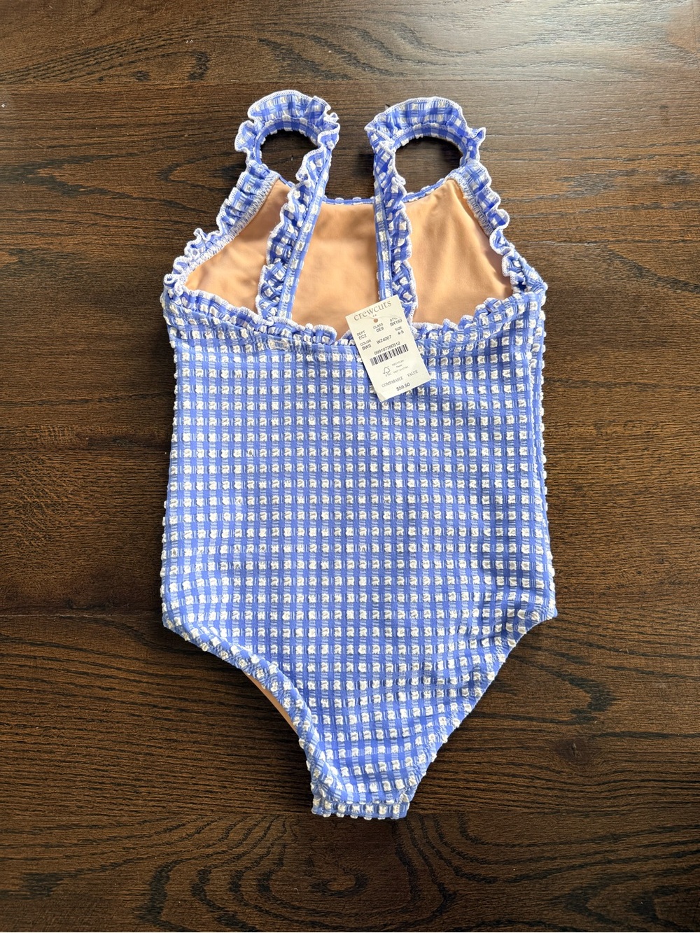 NWT J. Crew Crewcuts Girls Gingham One-Piece Swimsuit size 4-5 - Picture 2 of 2